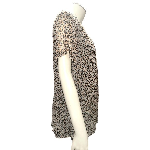 212 Collection Pixel Print Ruched Front Tunic Blouse Short Sleeve City Chic - Picture 7 of 13